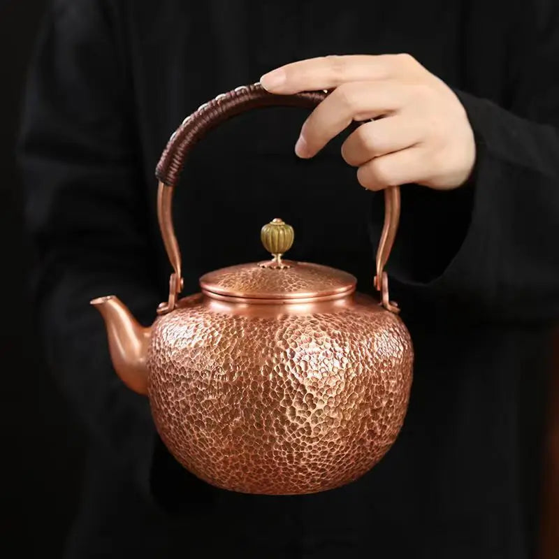 Handmade Copper Pot Kettle Teapot Kung Fu Tea Set Tea Kettle Copper Tea Stove Tea Pot Set Chinese Tea Maker Tea Set Gift Box