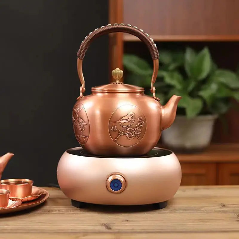 Handmade Copper Pot Kettle Teapot Kung Fu Tea Set Tea Kettle Copper Tea Stove Tea Pot Set Chinese Tea Maker Tea Set Gift Box