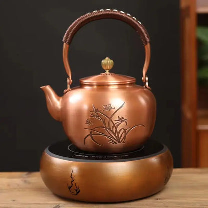 Handmade Copper Pot Kettle Teapot Kung Fu Tea Set Tea Kettle Copper Tea Stove Tea Pot Set Chinese Tea Maker Tea Set Gift Box
