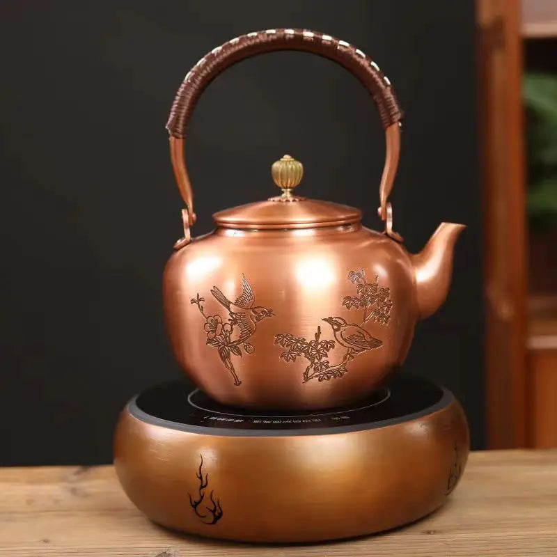 Handmade Copper Pot Kettle Teapot Kung Fu Tea Set Tea Kettle Copper Tea Stove Tea Pot Set Chinese Tea Maker Tea Set Gift Box