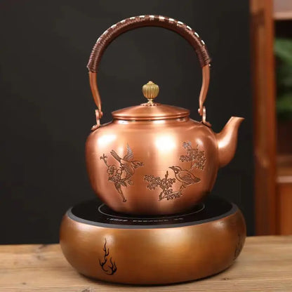 Handmade Copper Pot Kettle Teapot Kung Fu Tea Set Tea Kettle Copper Tea Stove Tea Pot Set Chinese Tea Maker Tea Set Gift Box