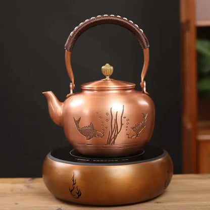 Handmade Copper Pot Kettle Teapot Kung Fu Tea Set Tea Kettle Copper Tea Stove Tea Pot Set Chinese Tea Maker Tea Set Gift Box