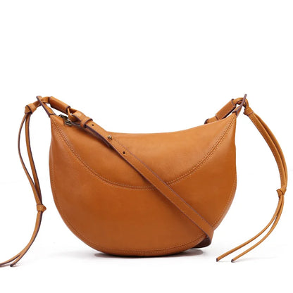 Handmade Cowhide Bag 2024 New Genuine Leather Crossbody Shoulder Bags Simple All-match Large Capacity Zipper Hobo Bag Purses