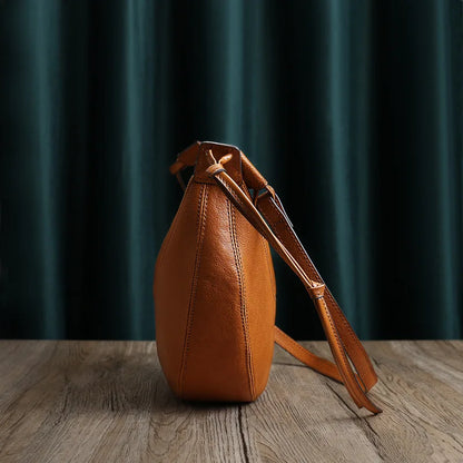 Handmade Cowhide Bag 2024 New Genuine Leather Crossbody Shoulder Bags Simple All-match Large Capacity Zipper Hobo Bag Purses