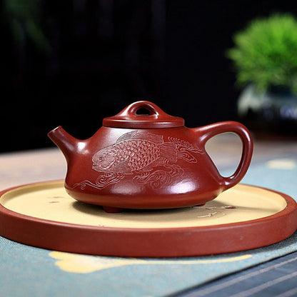 Handmade Dahongpao Stone Scoop Teapot Chinese Yixing Purple Clay Tea Pot Home Filter Beauty Kettle Customized Tea Set 180ml