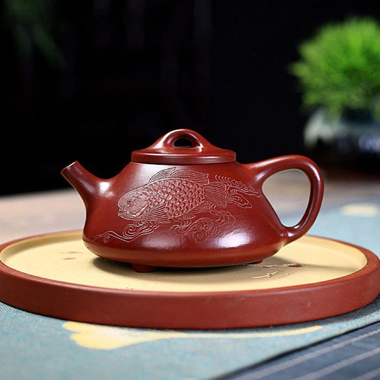 Handmade Dahongpao Stone Scoop Teapot Chinese Yixing Purple Clay Tea Pot Home Filter Beauty Kettle Customized Tea Set 180ml