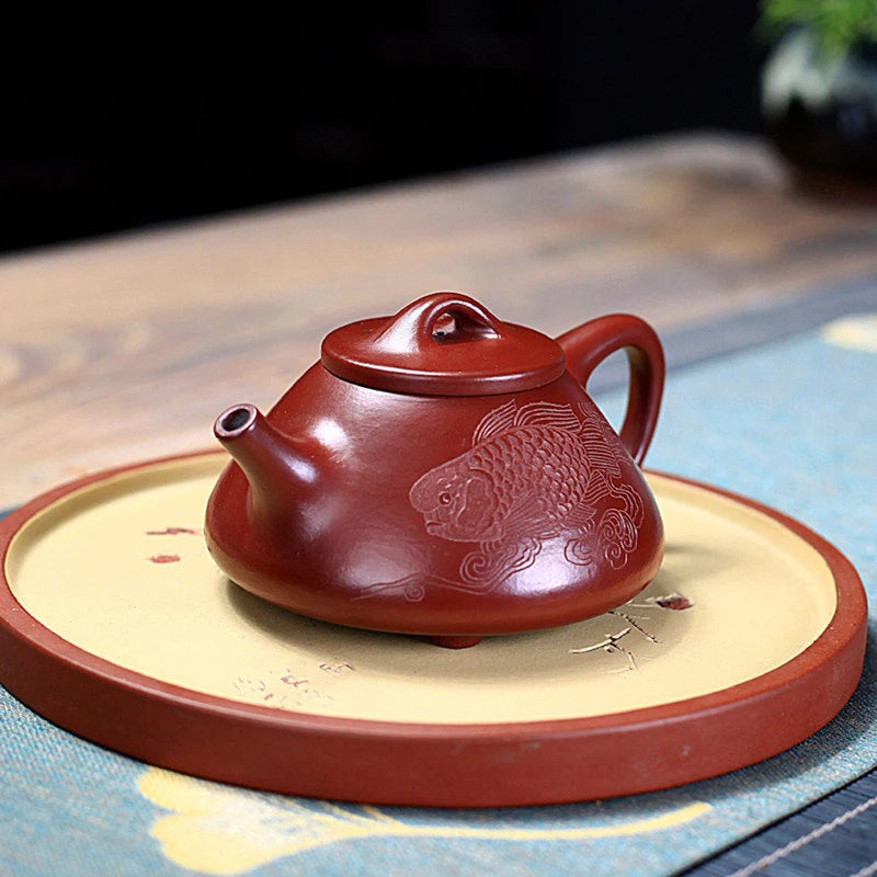 Handmade Dahongpao Stone Scoop Teapot Chinese Yixing Purple Clay Tea Pot Home Filter Beauty Kettle Customized Tea Set 180ml