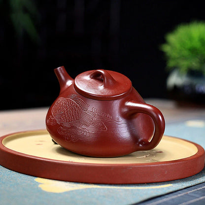 Handmade Dahongpao Stone Scoop Teapot Chinese Yixing Purple Clay Tea Pot Home Filter Beauty Kettle Customized Tea Set 180ml