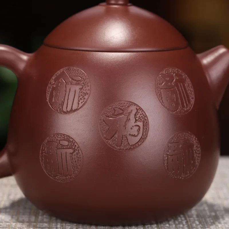 Handmade Dragon Egg Zisha Teapot, Yixing Handmade Pot, Kung-Fu Teaware, Purple Clay, Drinkware for Puer, Green, Black