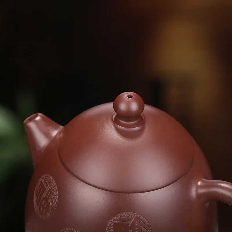 Handmade Dragon Egg Zisha Teapot, Yixing Handmade Pot, Kung-Fu Teaware, Purple Clay, Drinkware for Puer, Green, Black