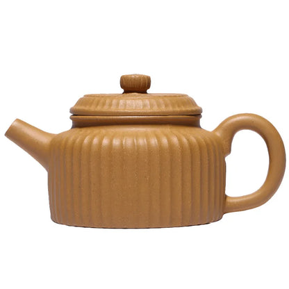 Handmade German Clock Pot with Mud Tendon Pattern, Zisha Teapot, Yixing Handmade Pot, Kung-Fu Teaware, Purple Clay, Drinkware fo