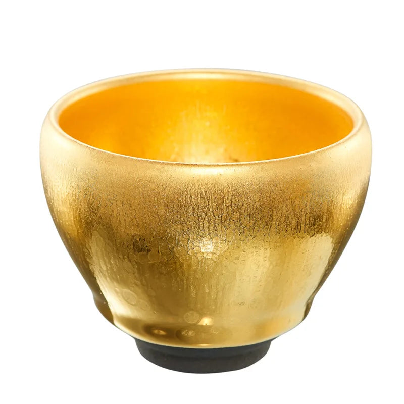 Handmade Gilding Jian Zhan Teacup Temmoku Cup Gold Oil Drops Master Cup Single Cup Kung Fu Tea Cup Single Yellow Small Golden