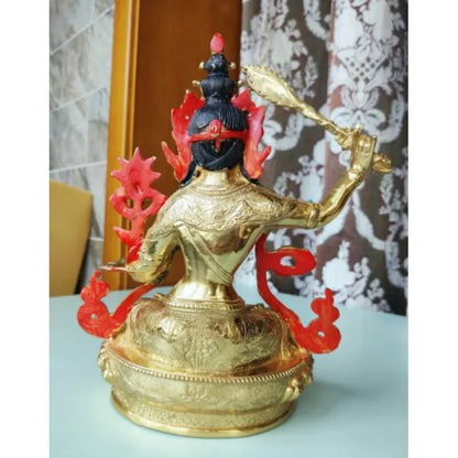 Handmade Golden bronze Manjushri Buddhism Divinity buddha statue Auspicious