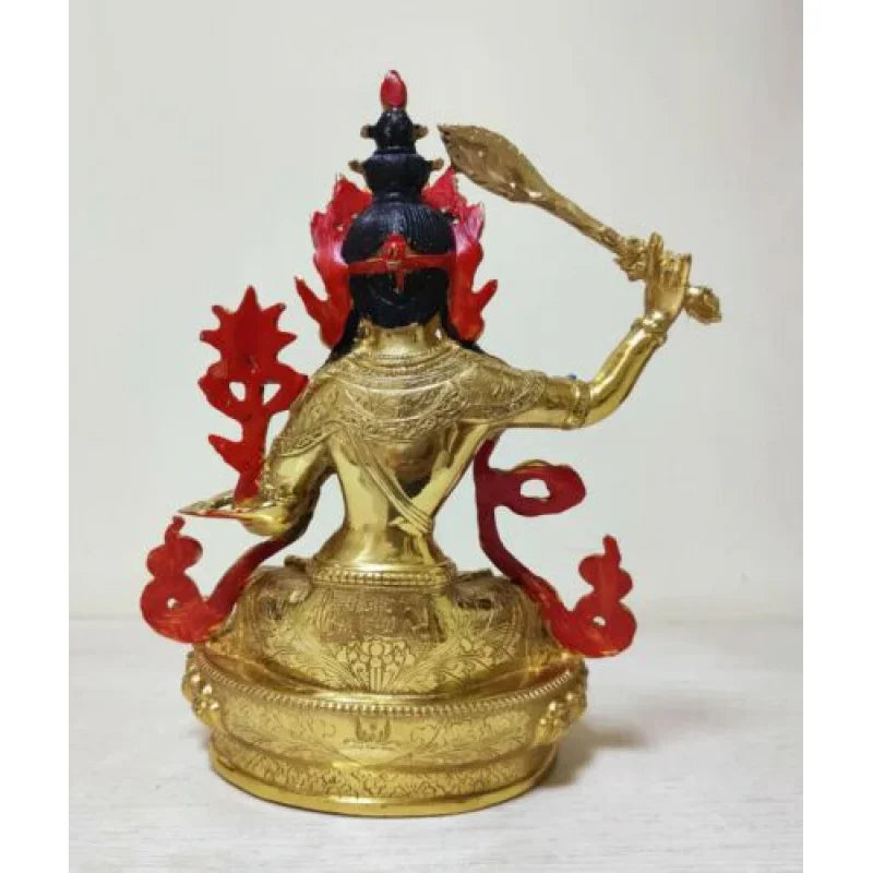Handmade Golden bronze Manjushri Buddhism Divinity buddha statue Auspicious