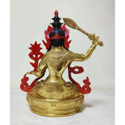 Handmade Golden bronze Manjushri Buddhism Divinity buddha statue Auspicious