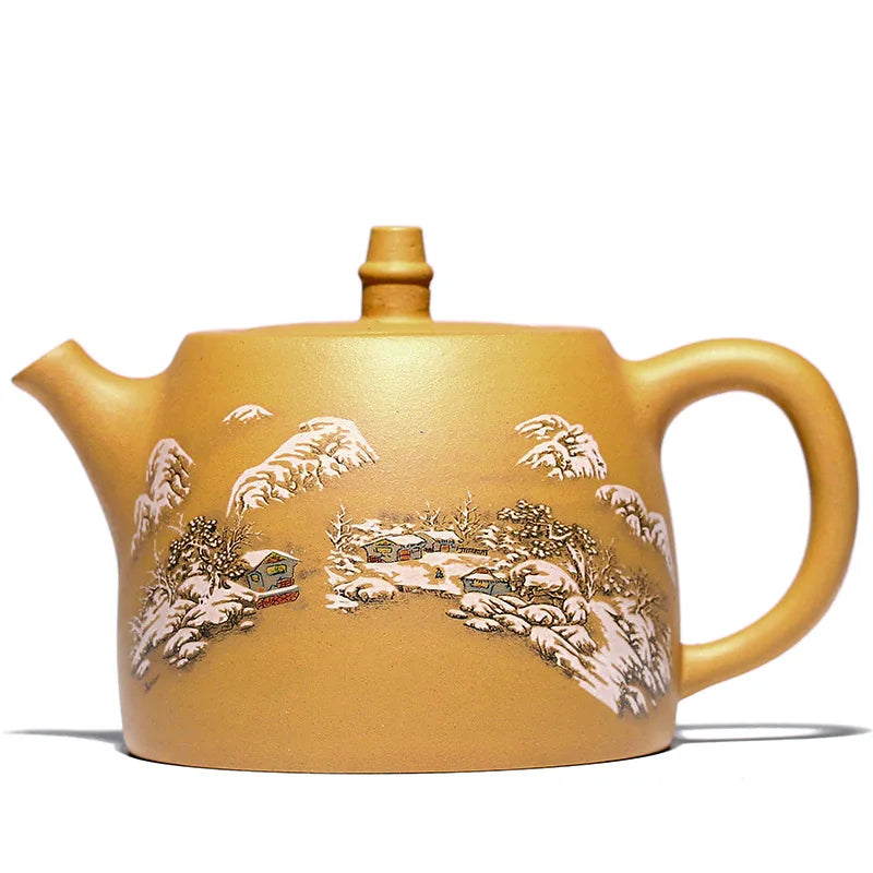 Handmade Handmade Kung-Fu Drinkware, Mud Purple Clay Pot, All Hand-painted Handuo, Large Capacity Teapot, Zisha Yixing, 500ml