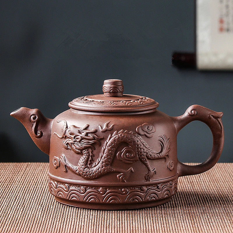 Handmade Household Kungfu Tea Set, Large Capacity Teapot, Red Mud Xianglongde Bell Kettle, Purple Clay Pot