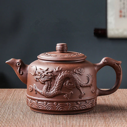 Handmade Household Kungfu Tea Set, Large Capacity Teapot, Red Mud Xianglongde Bell Kettle, Purple Clay Pot
