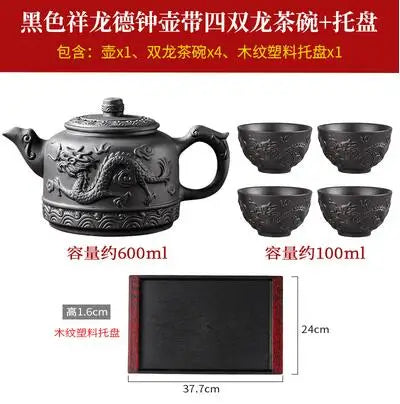 Handmade Household Kungfu Tea Set, Large Capacity Teapot, Red Mud Xianglongde Bell Kettle, Purple Clay Pot