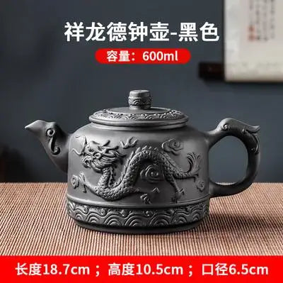 Handmade Household Kungfu Tea Set, Large Capacity Teapot, Red Mud Xianglongde Bell Kettle, Purple Clay Pot