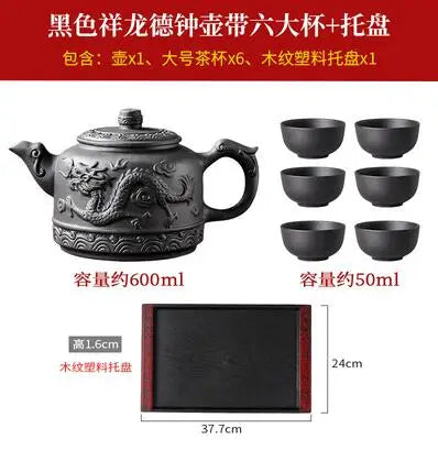 Handmade Household Kungfu Tea Set, Large Capacity Teapot, Red Mud Xianglongde Bell Kettle, Purple Clay Pot