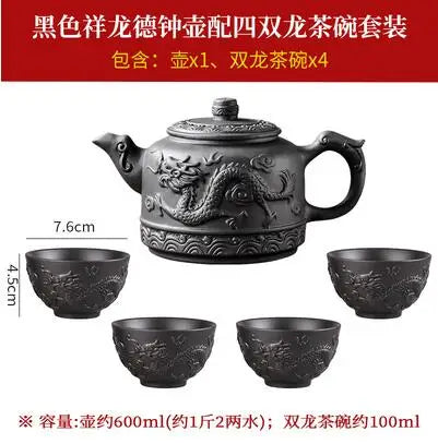 Handmade Household Kungfu Tea Set, Large Capacity Teapot, Red Mud Xianglongde Bell Kettle, Purple Clay Pot