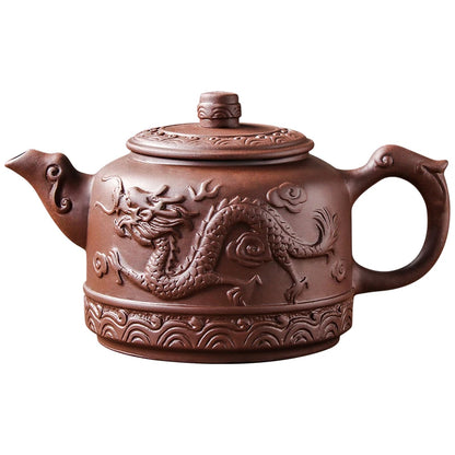 Handmade Household Kungfu Tea Set, Large Capacity Teapot, Red Mud Xianglongde Bell Kettle, Purple Clay Pot