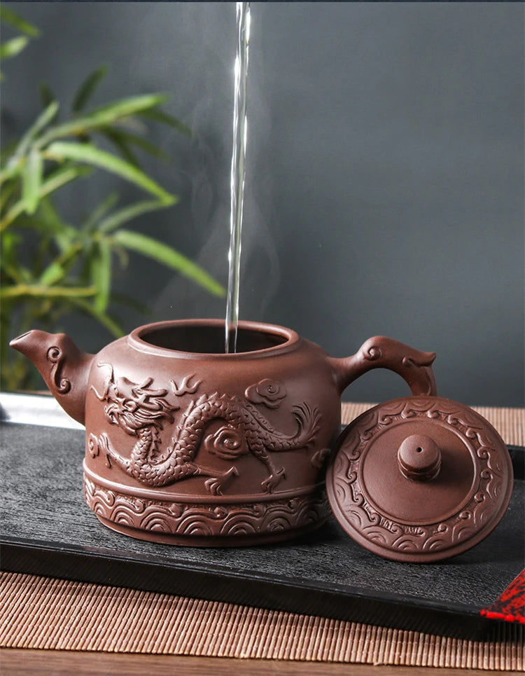 Handmade Household Kungfu Tea Set, Large Capacity Teapot, Red Mud Xianglongde Bell Kettle, Purple Clay Pot