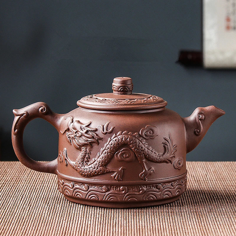 Handmade Household Kungfu Tea Set, Large Capacity Teapot, Red Mud Xianglongde Bell Kettle, Purple Clay Pot