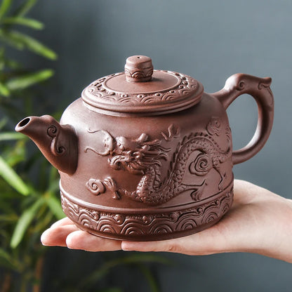 Handmade Household Kungfu Tea Set, Large Capacity Teapot, Red Mud Xianglongde Bell Kettle, Purple Clay Pot