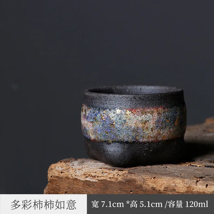 【Handmade】Japanese Gold Ore Master Cup Stoneware Tea Cup Handmade Firewood Tea Cup Single Cup