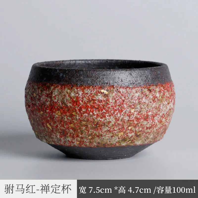 【Handmade】Japanese Gold Ore Master Cup Stoneware Tea Cup Handmade Firewood Tea Cup Single Cup