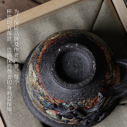 【Handmade】Japanese Gold Ore Master Cup Stoneware Tea Cup Handmade Firewood Tea Cup Single Cup