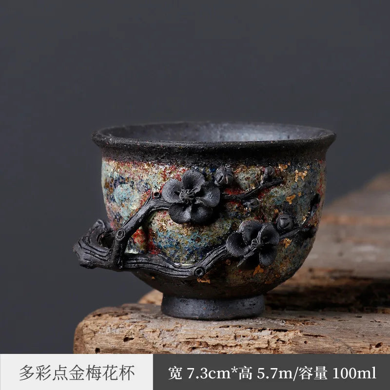 【Handmade】Japanese Rock Mine Gold Point Master Cup Handmade Old Rock Clay Firewood Kung Fu Tea Cup Single Cup