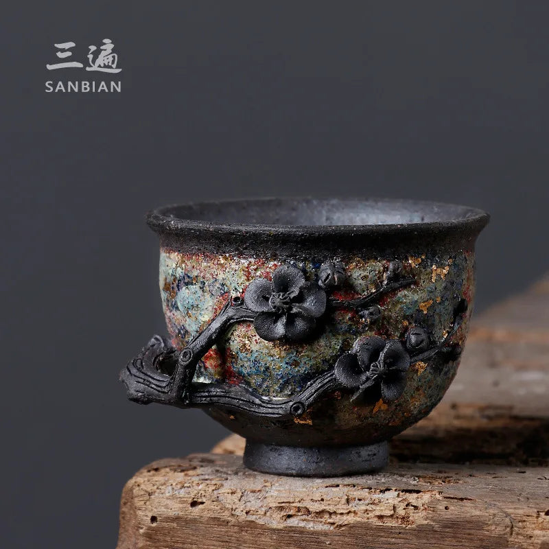 【Handmade】Japanese Rock Mine Gold Point Master Cup Handmade Old Rock Clay Firewood Kung Fu Tea Cup Single Cup