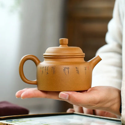 Handmade Kung-Fu Clay Teapot, Teaware Green, Handmade, Carved and Painted, Bullish German Pot, Teaware Green