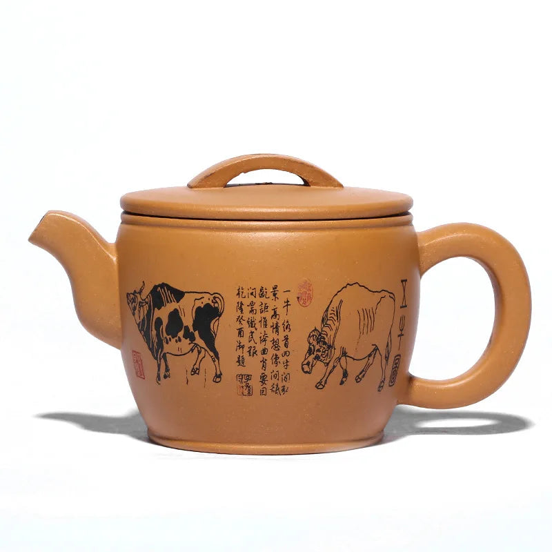 Handmade Kung Fu Kung Fu Teapot, Kung Fu Teapot, Kung-Fu Drinkware, Handmade Pot, Engraved, Raw Ore Section, Kung-Fu