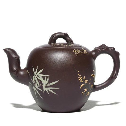 Handmade Kung Fu Teapot with Beauty Shoulder, Purple Clay Pot, Zisha Teapot, Handmade Kung-Fu TeawarePurple Drinkware