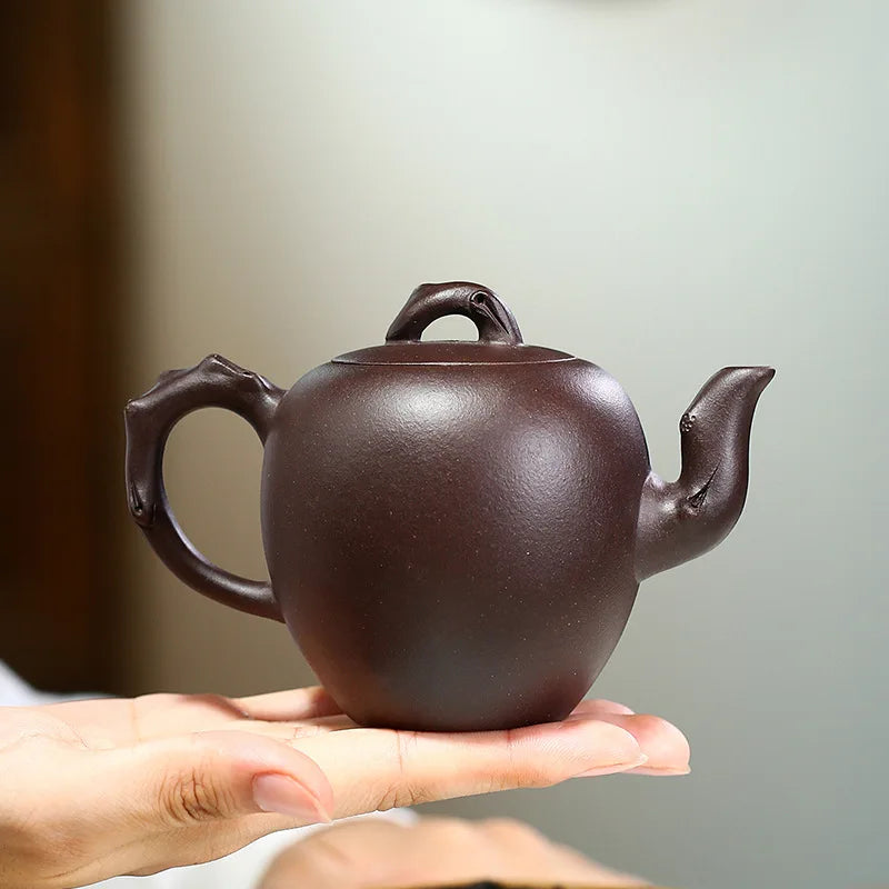 Handmade Kung Fu Teapot with Beauty Shoulder, Purple Clay Pot, Zisha Teapot, Handmade Kung-Fu TeawarePurple Drinkware