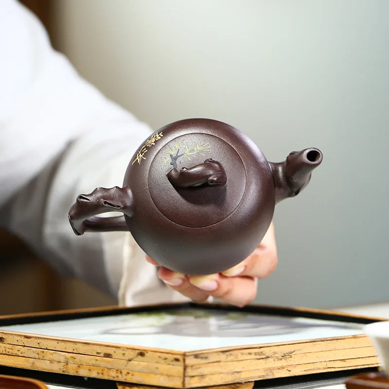 Handmade Kung Fu Teapot with Beauty Shoulder, Purple Clay Pot, Zisha Teapot, Handmade Kung-Fu TeawarePurple Drinkware