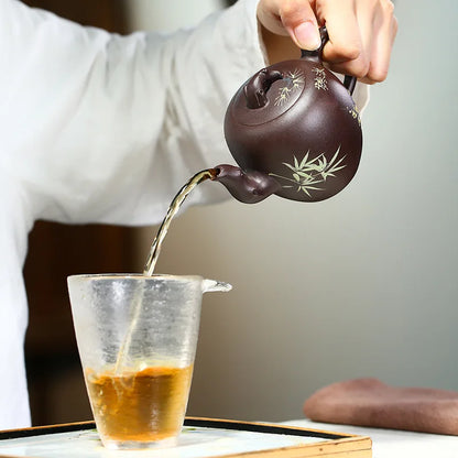 Handmade Kung Fu Teapot with Beauty Shoulder, Purple Clay Pot, Zisha Teapot, Handmade Kung-Fu TeawarePurple Drinkware