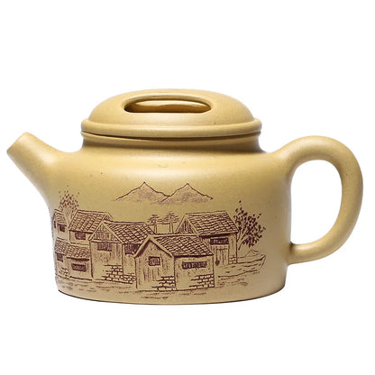 Handmade Kung-Fu Teapot with Hollow Cow Lid, Kung-Fu Teaware, Purple Clay Drinkware for Puer Green and Black Chinese