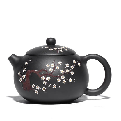 Handmade Kung-Fu Teawaragee Drinkware for Puer Green Chinese, Black Mud Plum Xishi Purple Clay Teapot, Handmade Pot