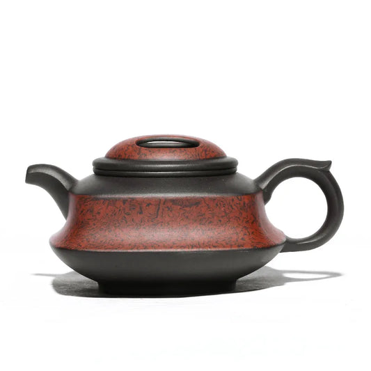 Handmade Kung-Fu Teaware, Cow Cover, Square Pot, Ore Black Clay, Zisha Teapot, Purple Clay, Drinkware for Puer Green and Black