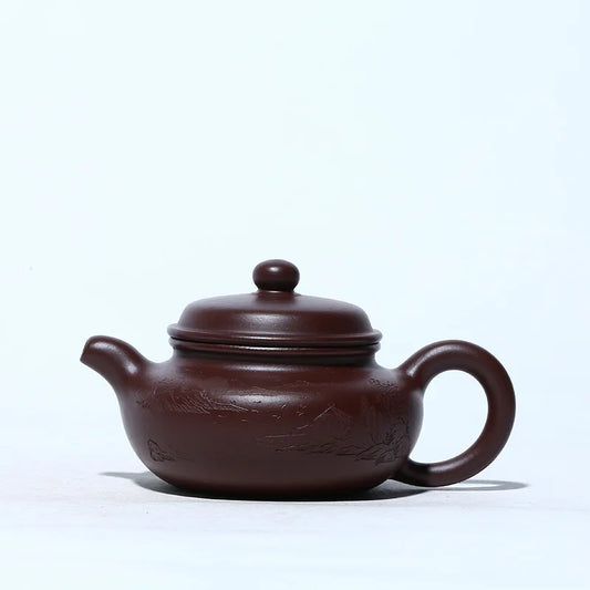 Handmade Kung-Fu Teaware, Purple Clay Sketch Landscape, Antique Pot, Zisha Teapot, Yixing Handmade Pot, Purple Clay Drinkware