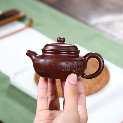 Handmade Kung-Fu Teaware, Purple Clay Sketch Landscape, Antique Pot, Zisha Teapot, Yixing Handmade Pot, Purple Clay Drinkware