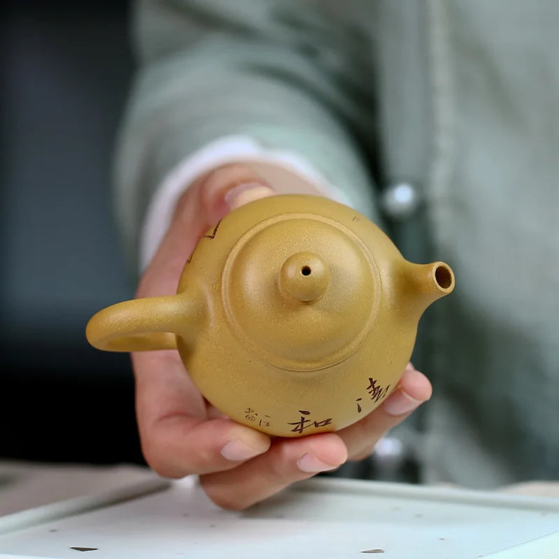Handmade Kung-Fu Teaware, Purple Clay-contained, Tianhu Zisha Teapot, Handmade Pot, Purple Clay Drinkware for Puer Green