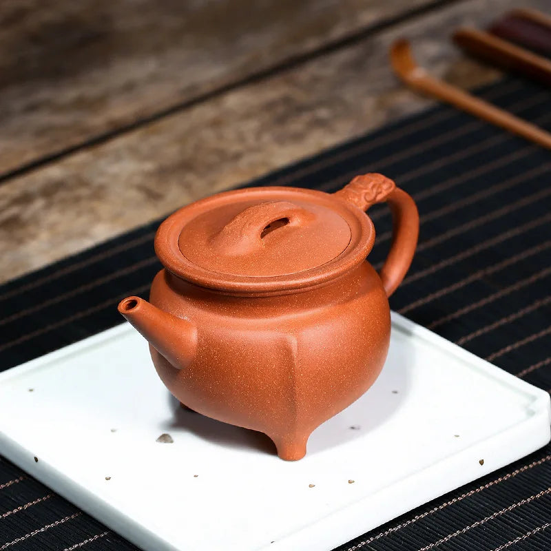 Handmade Kung-Fu Teaware, Three-Legged Dragon Shadow Teapot, Zisha Teapot, Purple Clay Drinkware for Puer Green and Black