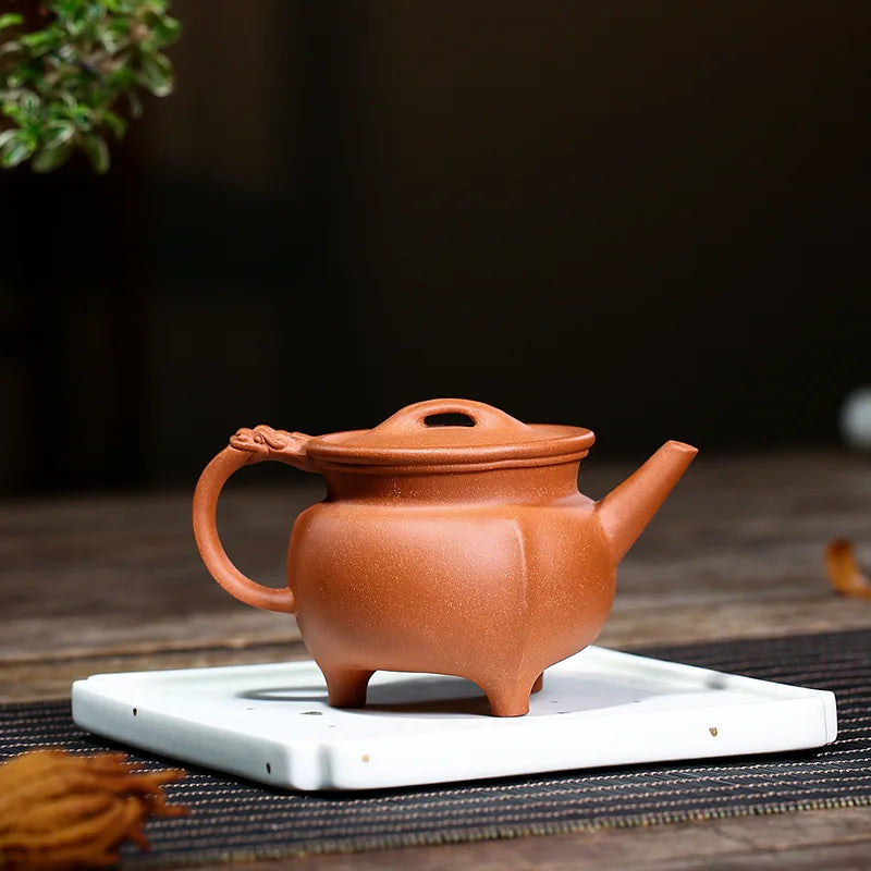 Handmade Kung-Fu Teaware, Three-Legged Dragon Shadow Teapot, Zisha Teapot, Purple Clay Drinkware for Puer Green and Black