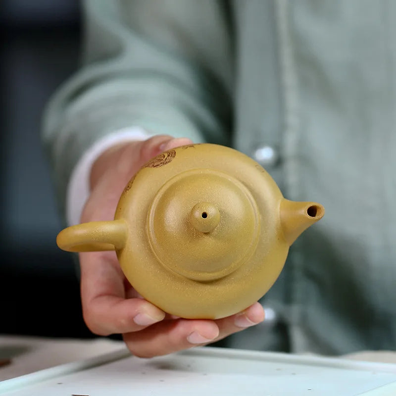 Handmade Kung-Fu Teaware, Yixing Clay Horizontal Pot, Zisha Teapot, Purple Clay Drinkware for Puer Green and Black